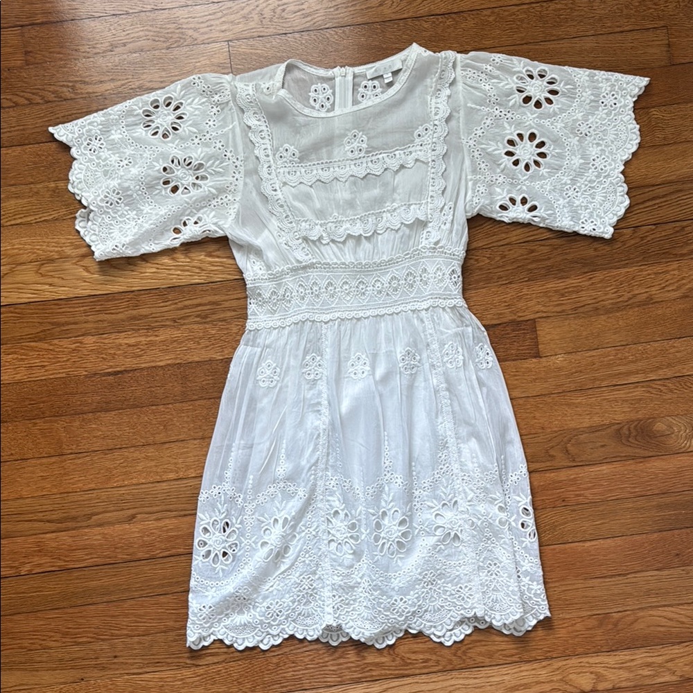 Anthropologie Erin + Ali White Eyelet Lace Dress